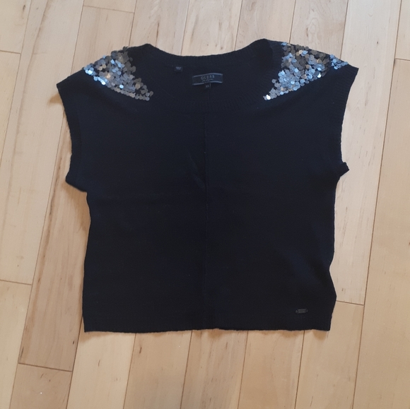 EUC Cropped Sheer Sweater with Paillettes - Picture 5 of 6